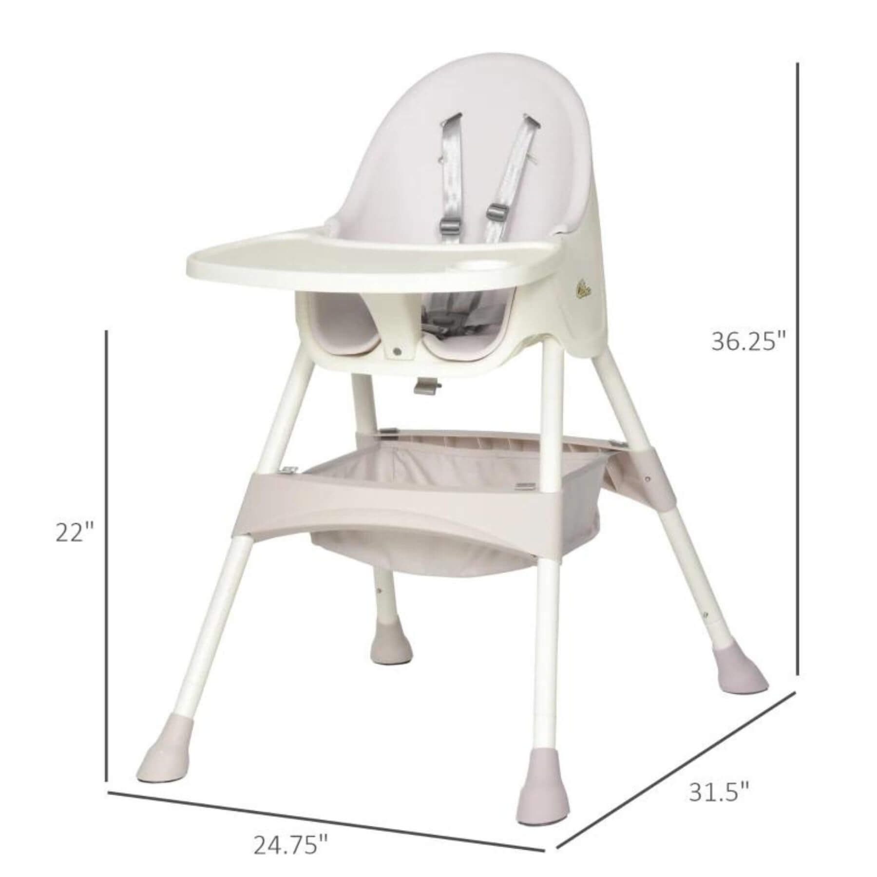 Qaba High Chair with Removable Food Tray, for Kids 3 to 6 Months, Pink