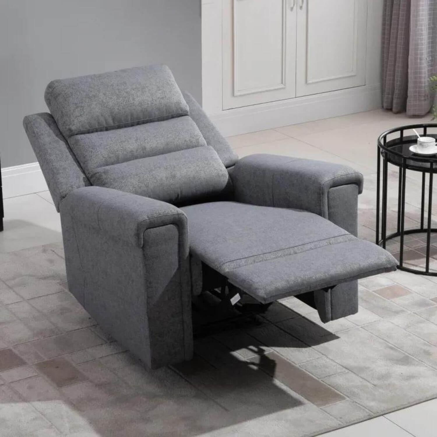 HOMCOM Nursery Reclining Lounger | Linen Touch Upholstery | Charcoal Grey