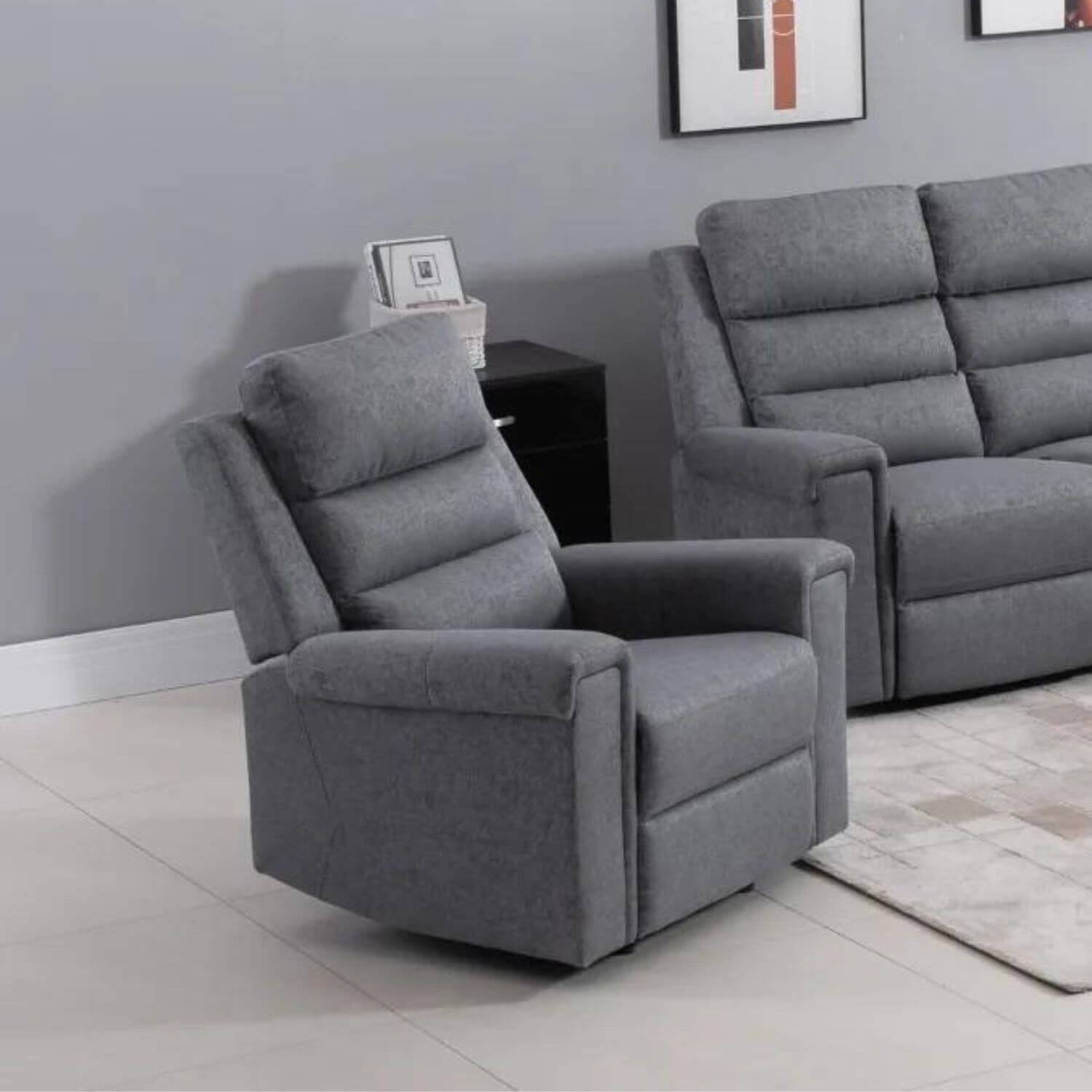 HOMCOM Nursery Reclining Lounger | Linen Touch Upholstery | Charcoal Grey