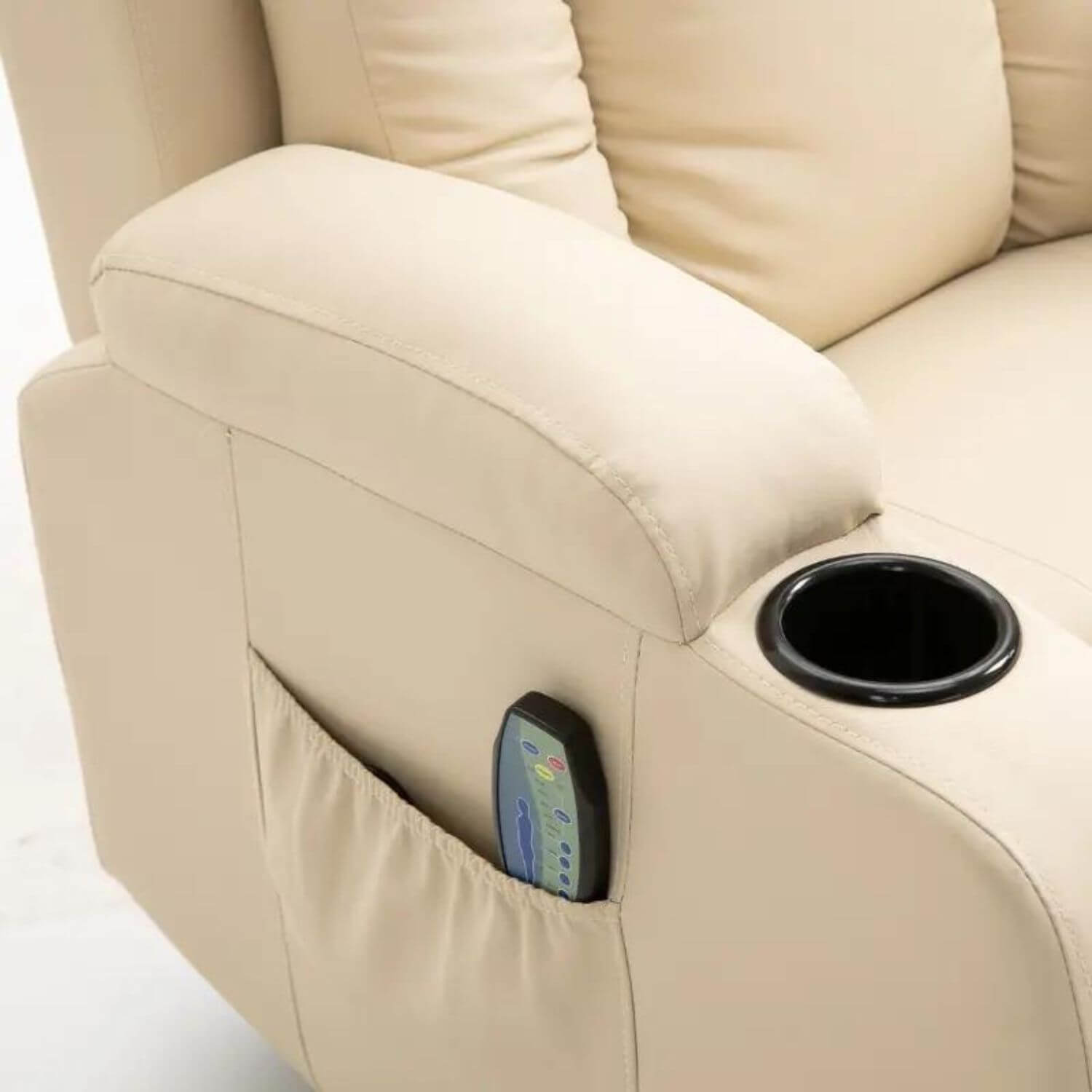 HOMCOM Luxury Faux Leather Massage Recliner | Cream White