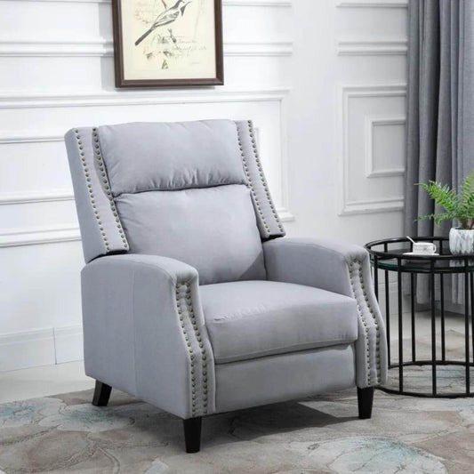 HOMCOM Nursery Reclining Sofa Chair | 135° Pushback & Footrest | Grey