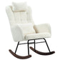 HOMCOM Nursery Rocking Chair with Headrest, Lumber Pillow, Cream White