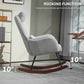 Side of HOMCOM Nursery Rocking Chair with Headrest, Lumber Pillow, Light Grey