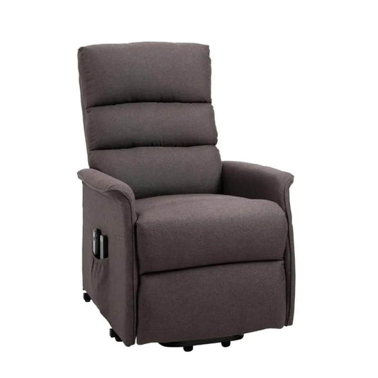 HOMCOM Power Lift Recliner Chair with Remote Control | Brown Linen Fabric