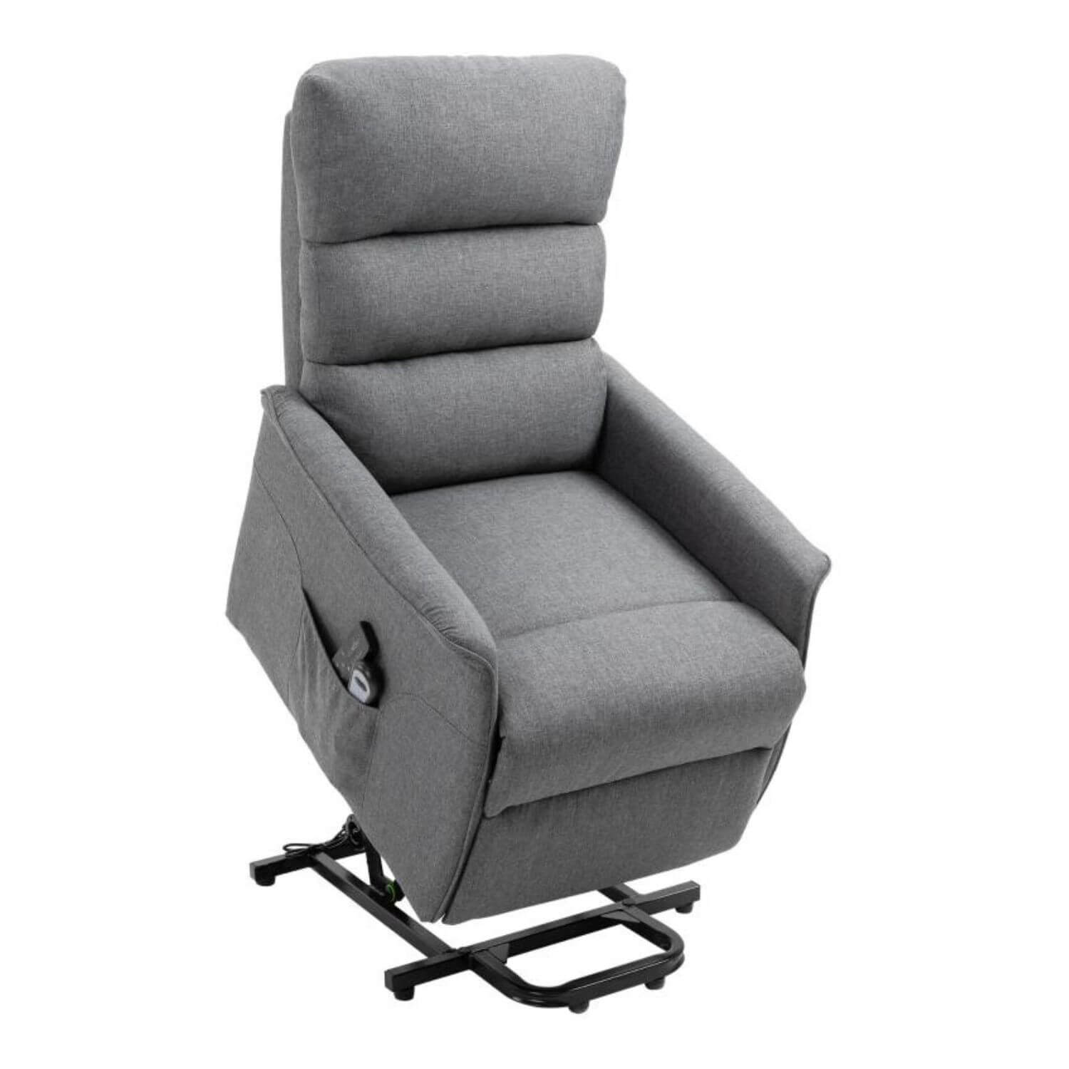 HOMCOM Power Lift Recliner Chair with Remote Control | Grey Linen Fabric