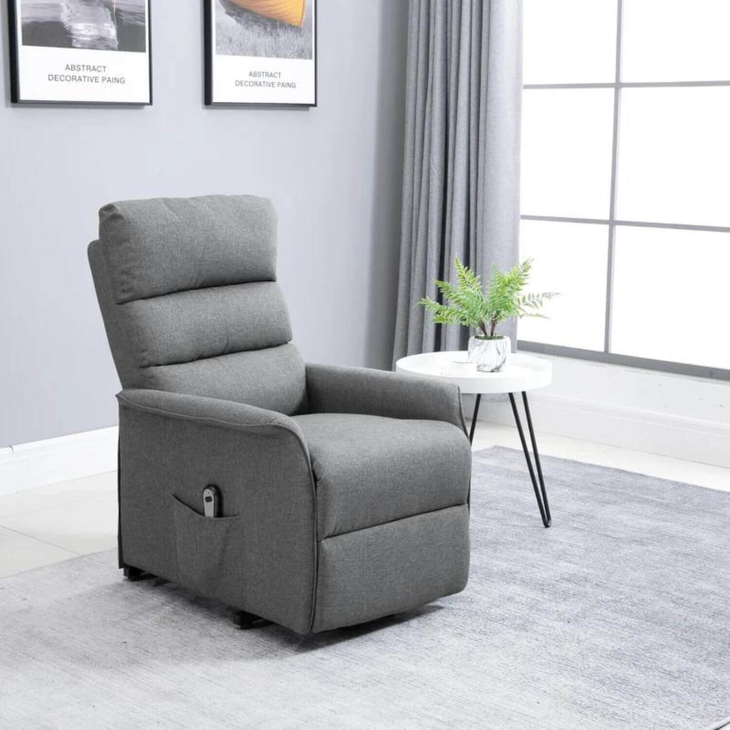 HOMCOM Power Lift Recliner Chair with Remote Control | Grey Linen Fabric