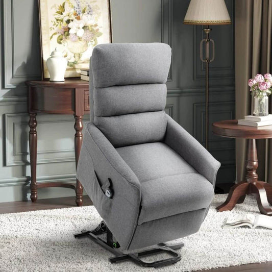 HOMCOM Power Lift Recliner Chair with Remote Control | Grey Linen Fabric