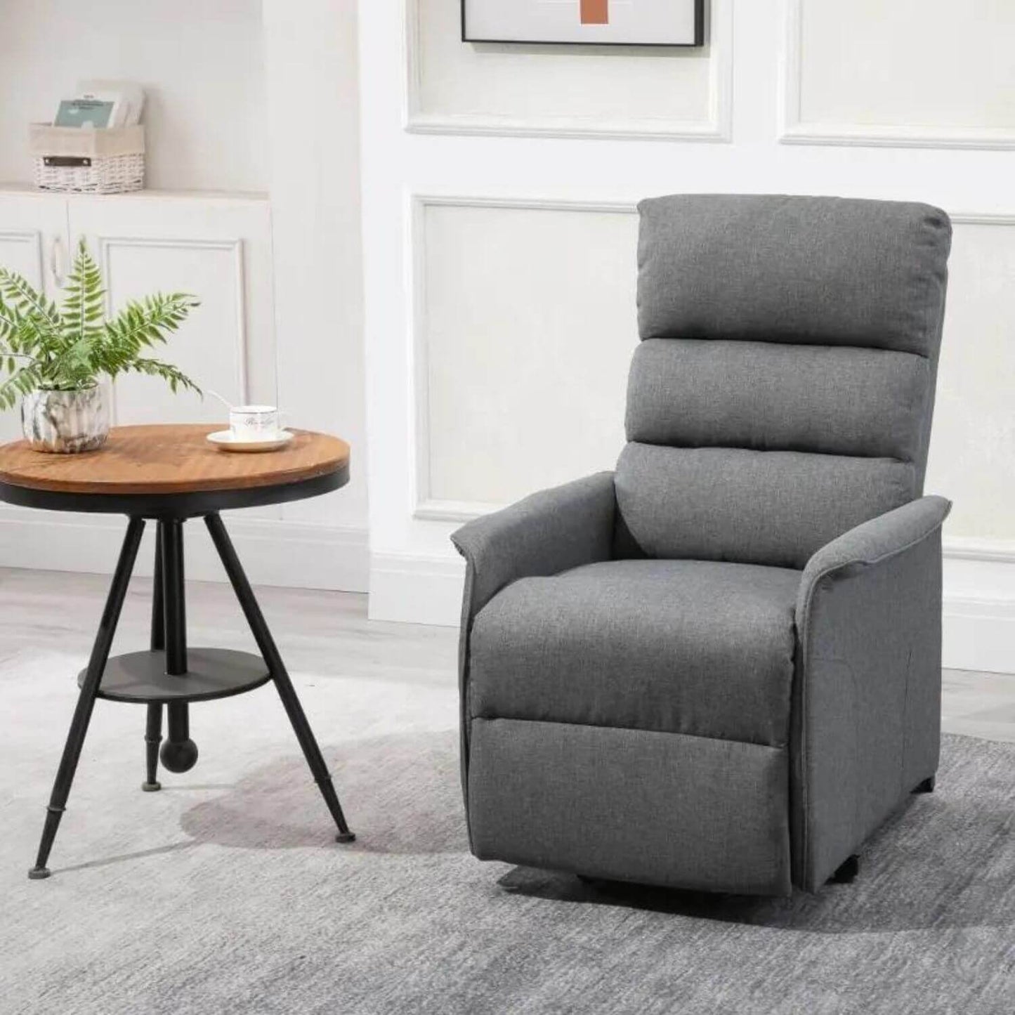 HOMCOM Power Lift Recliner Chair with Remote Control | Grey Linen Fabric