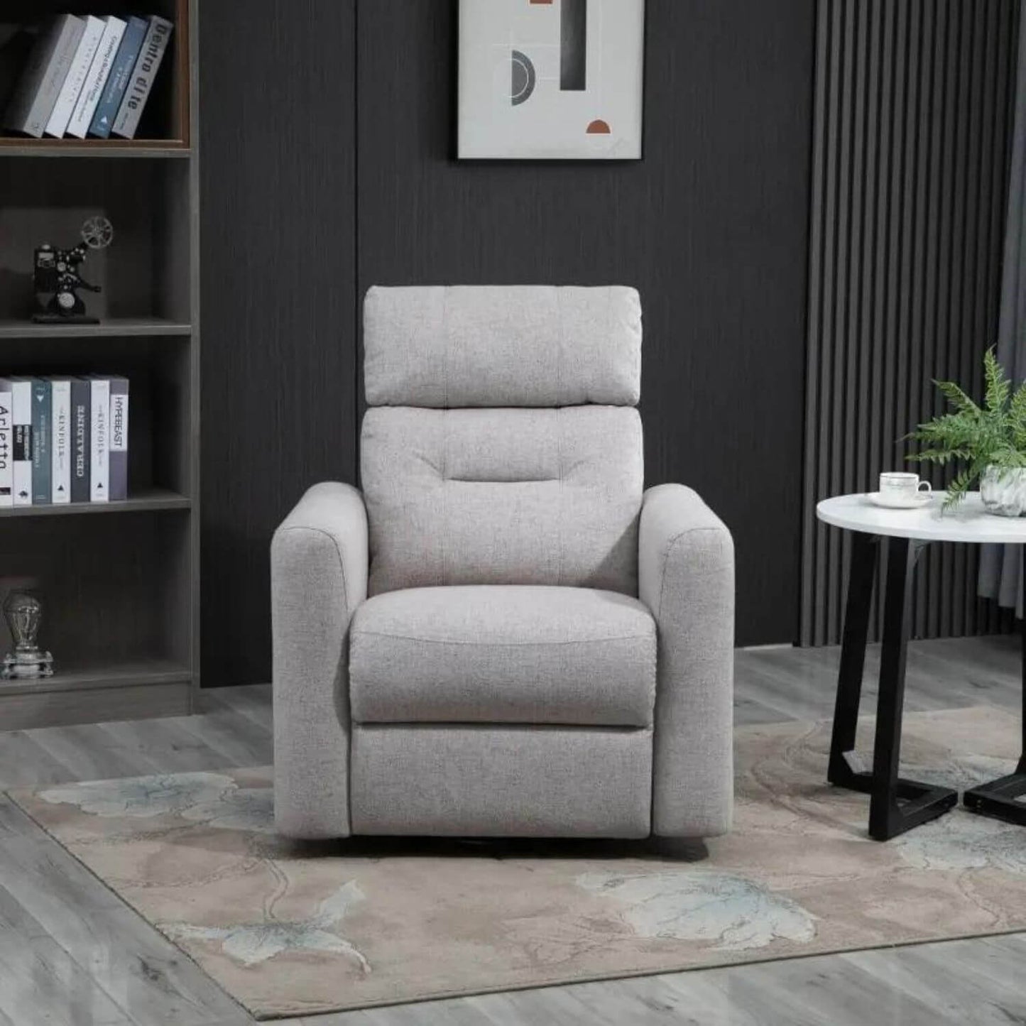 HOMCOM Nursery Swivel Rocker Recliner | Beige Linen