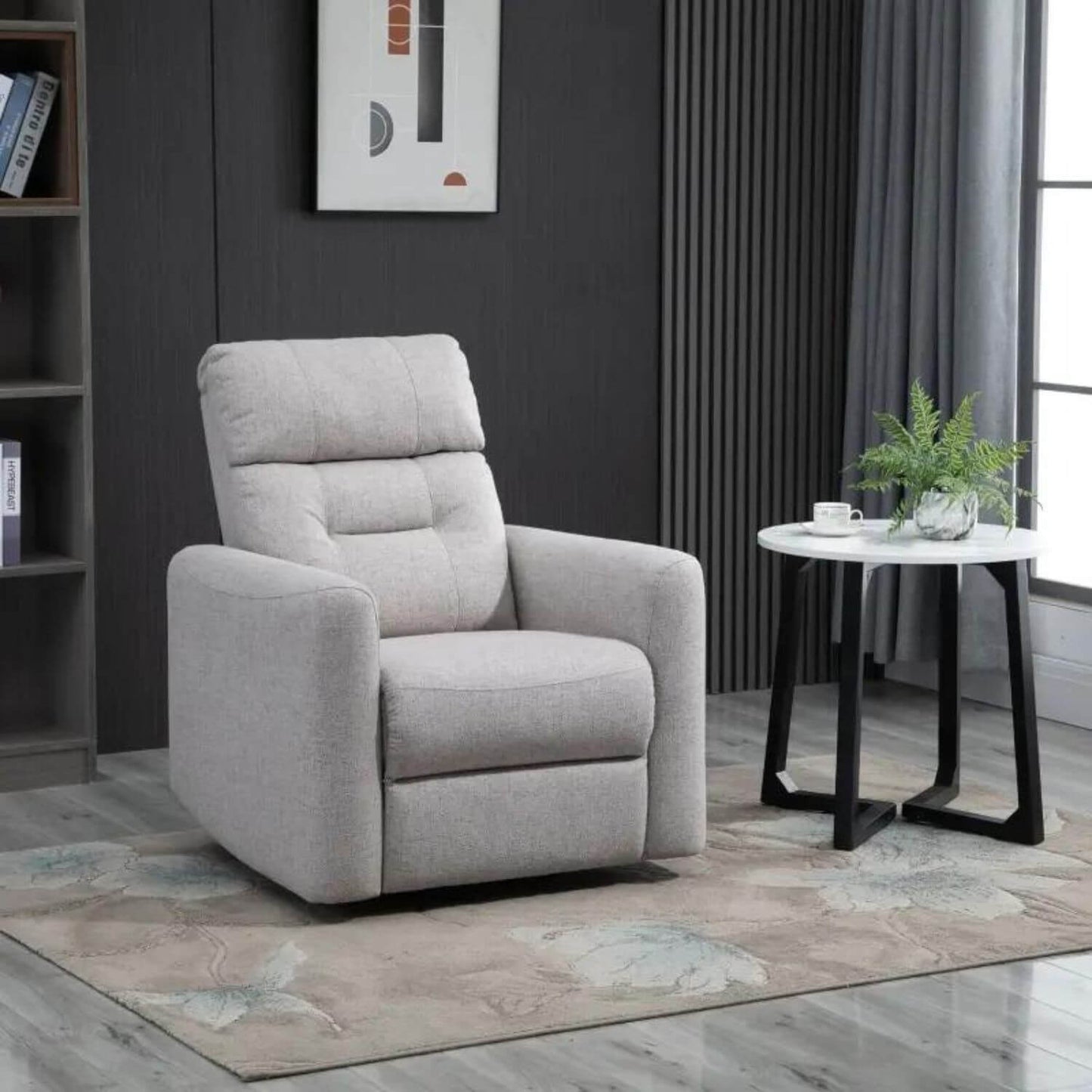 HOMCOM Nursery Swivel Rocker Recliner | Beige Linen