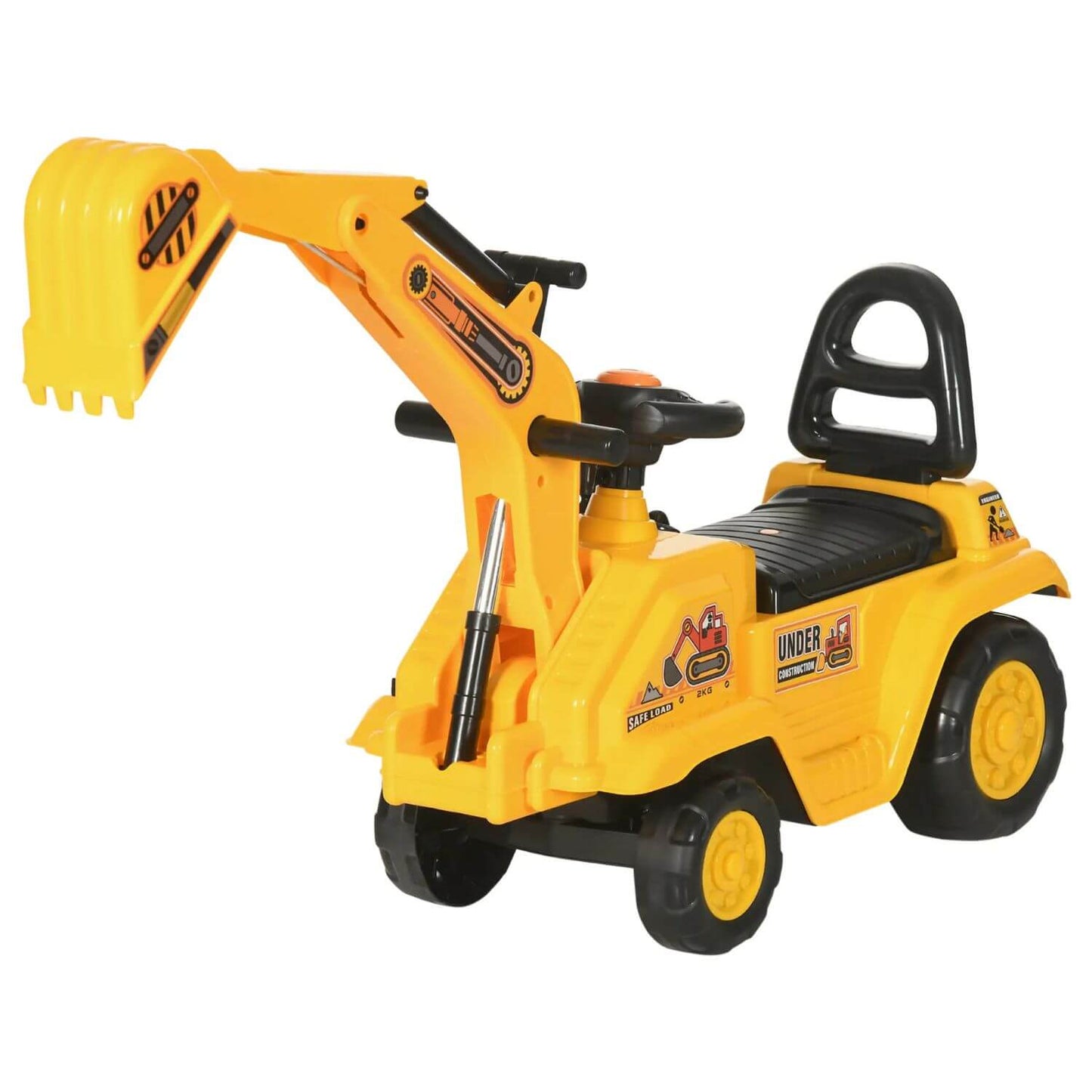 HOMCOM Ride On Excavator Pull Cart, Kids Digger Ride on Truck with Horn