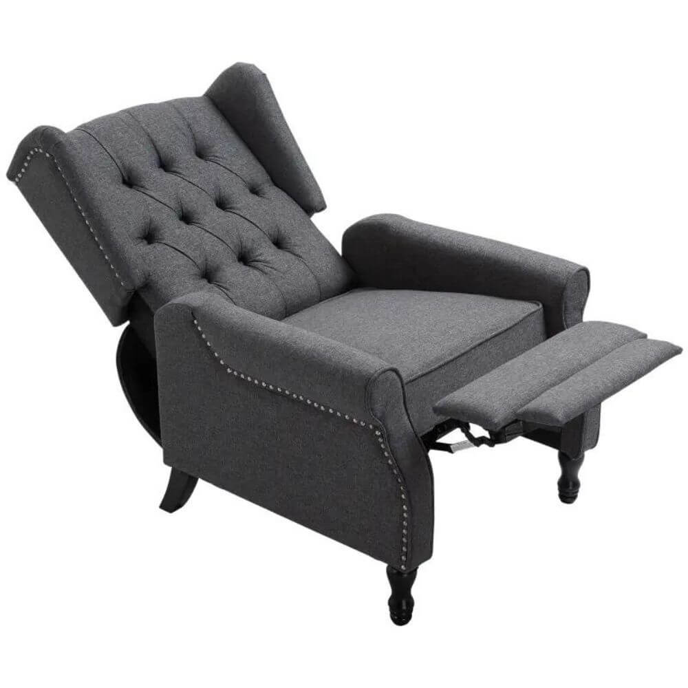 HOMCOM Fabric Upholstered Wingback Recliner | Dark Grey