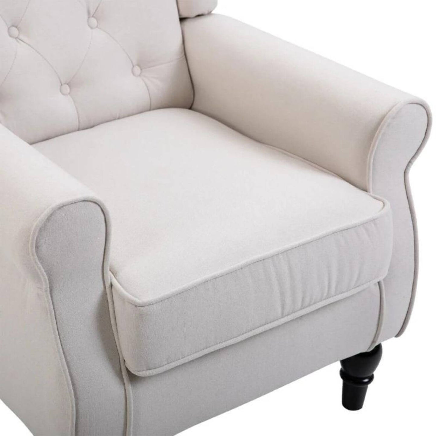 HOMCOM Button-Tufted Wingback Nursery Chair in Cream White