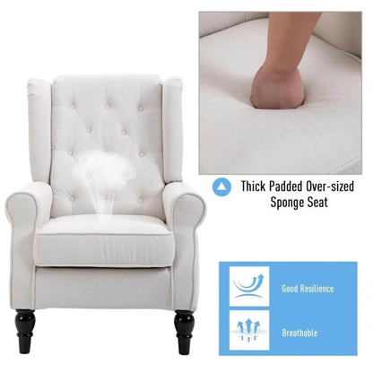 HOMCOM Button-Tufted Wingback Nursery Chair in Cream White