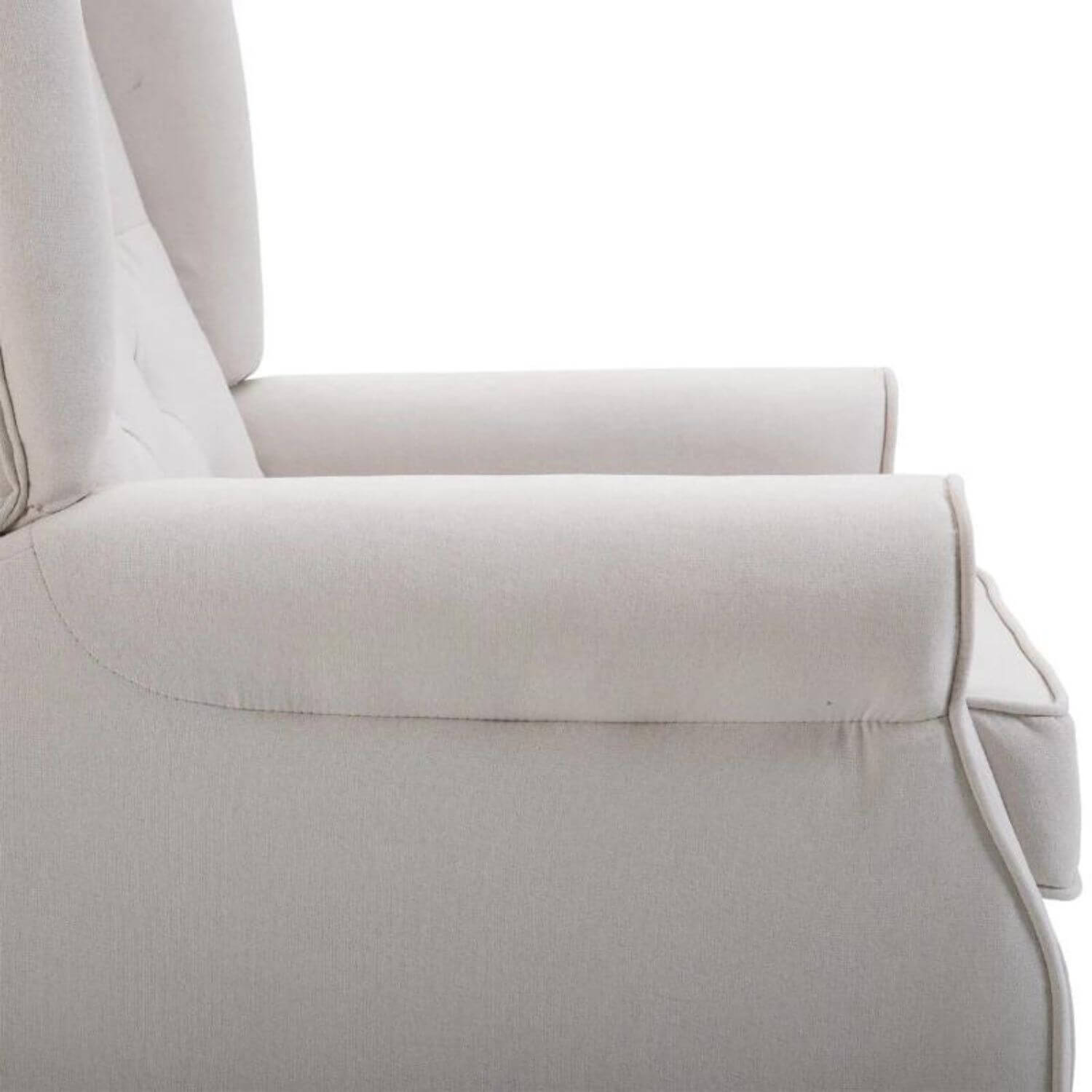 HOMCOM Button-Tufted Wingback Nursery Chair in Cream White