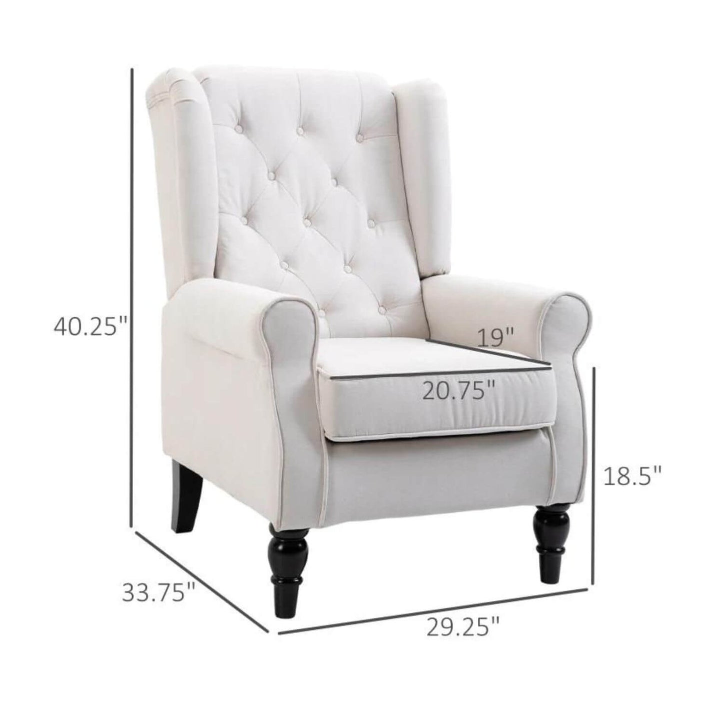 HOMCOM Button-Tufted Wingback Nursery Chair in Cream White