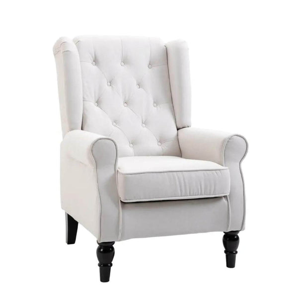 HOMCOM Button-Tufted Wingback Nursery Chair in Cream White