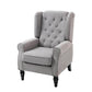 HOMCOM Button-Tufted Wingback Nursery Chair in Grey | Armrest and Padded Seat