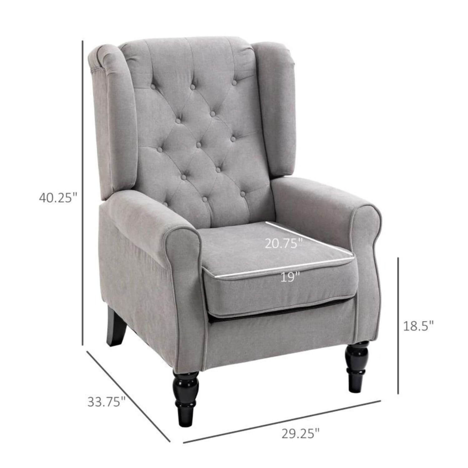 HOMCOM Button-Tufted Wingback Nursery Chair in Grey | Armrest and Padded Seat