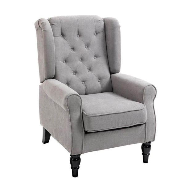 HOMCOM Button-Tufted Wingback Nursery Chair in Grey | Armrest and Padded Seat