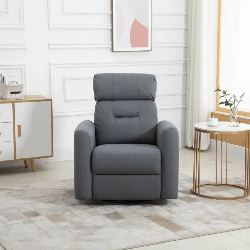 HOMCOM Linen Upholstered Nursery Swivel Rocker Recliner | Gray