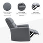 HOMCOM Linen Upholstered Nursery Swivel Rocker Recliner | Gray