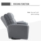 HOMCOM Linen Upholstered Nursery Swivel Rocker Recliner | Gray