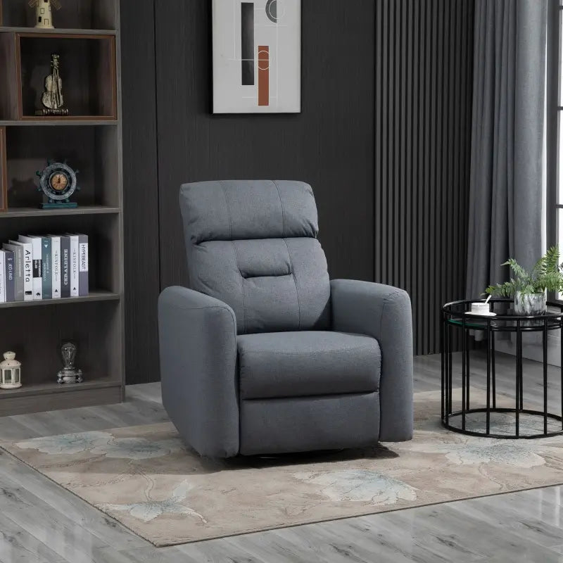 HOMCOM Linen Upholstered Nursery Swivel Rocker Recliner | Gray