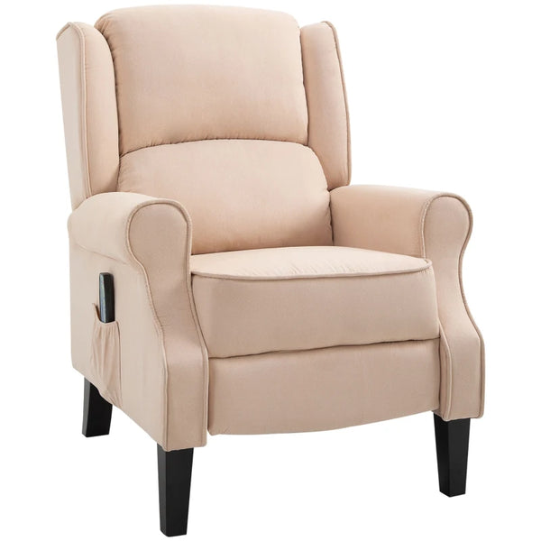 HOMCOM Wingback Heated Massage Chair | Vintage Upholstered Recliner | Cream White