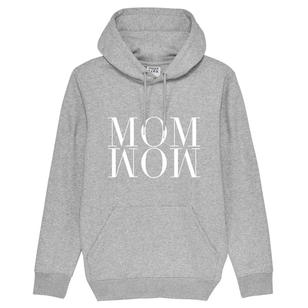 Unique Love Design Hoodie ‘MOM WOW’ Melange Grey