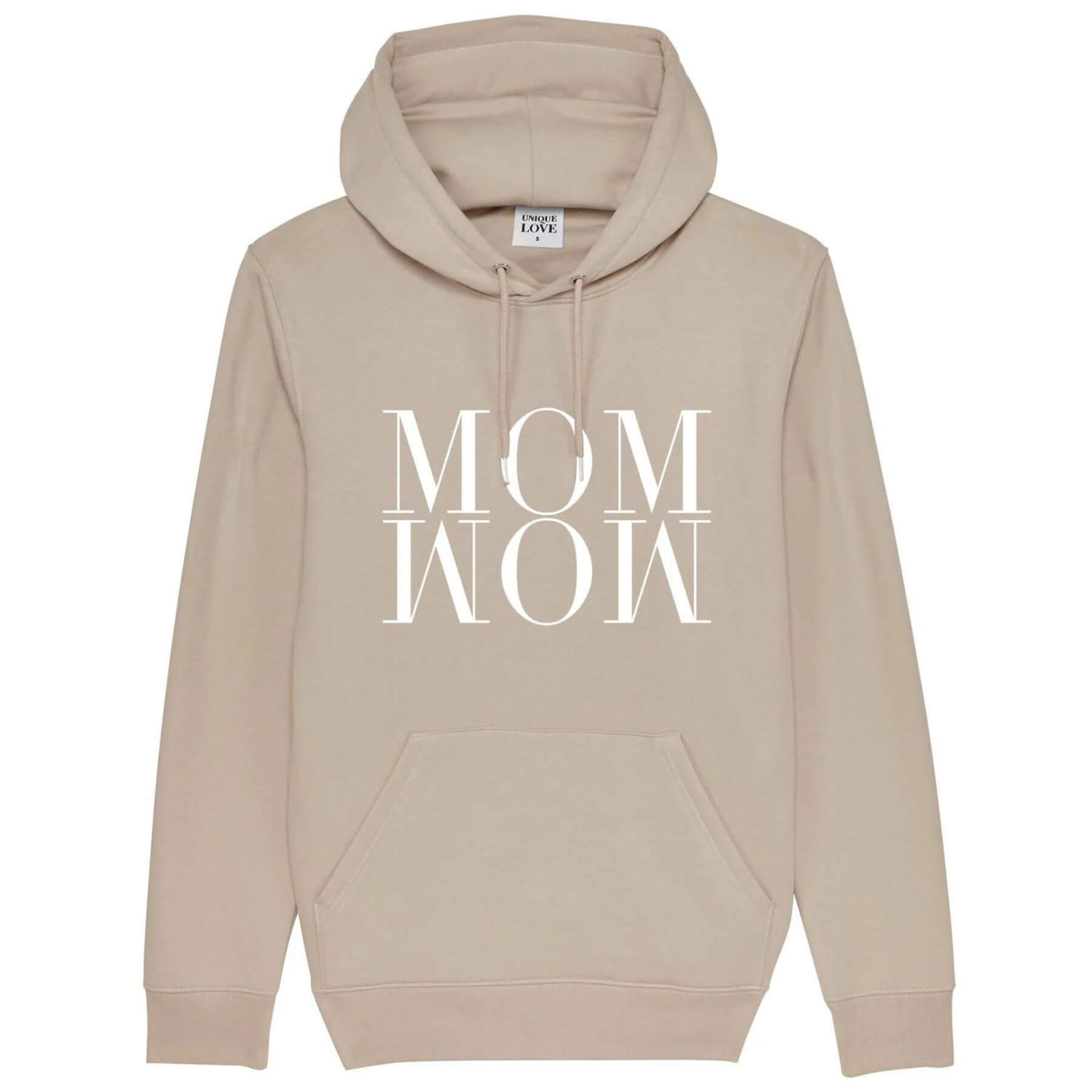 Unique Love Design Hoodie ‘MOM WOW’ Natural Sand