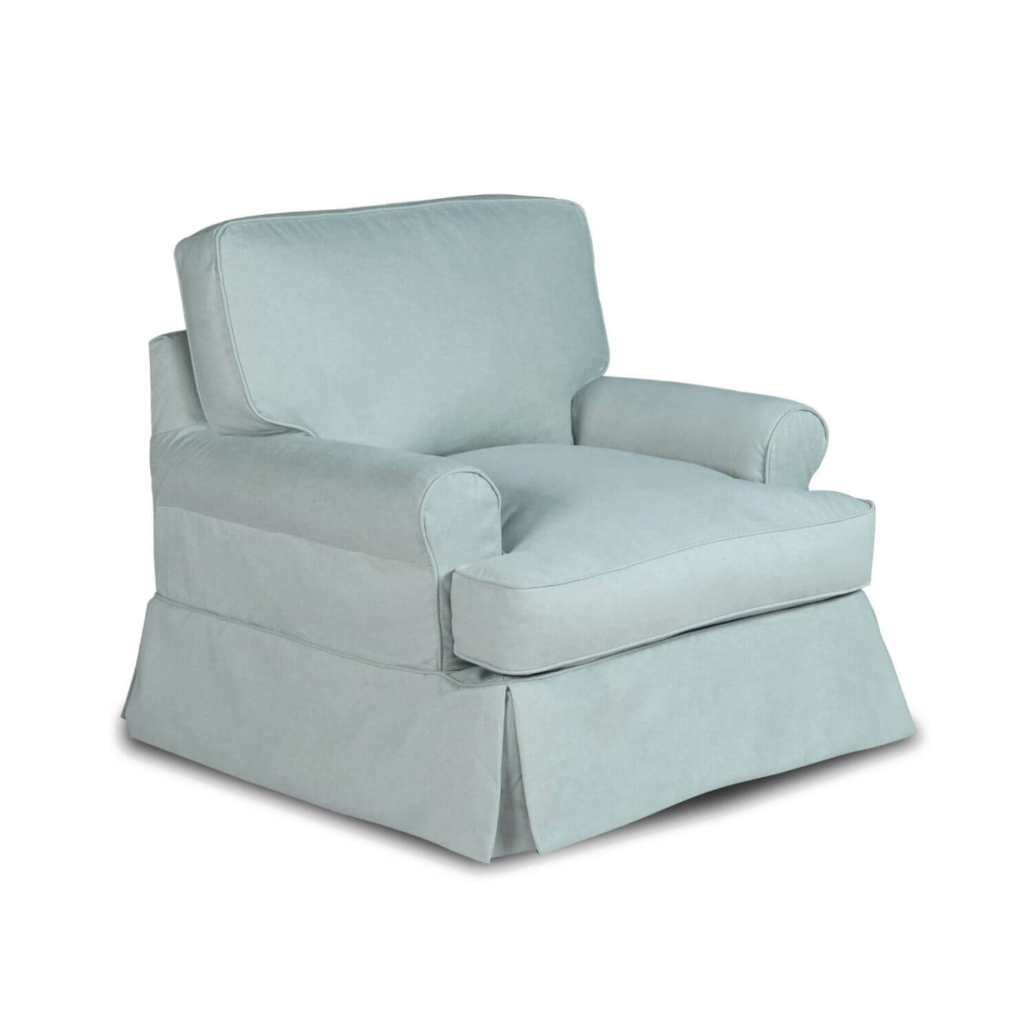 Sunset Trading Horizon Slipcovered Chair & Ottoman | Light Blue