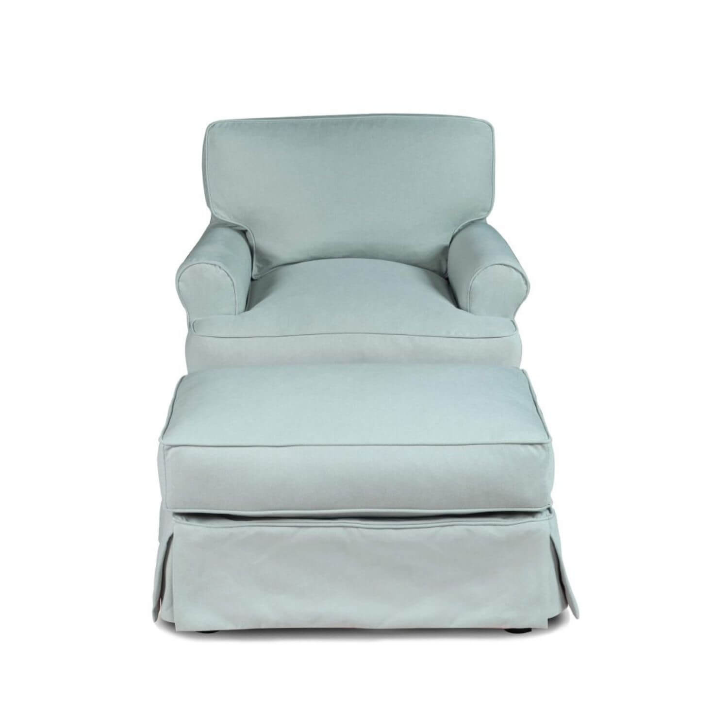 Sunset Trading Horizon Slipcovered Chair & Ottoman | Light Blue