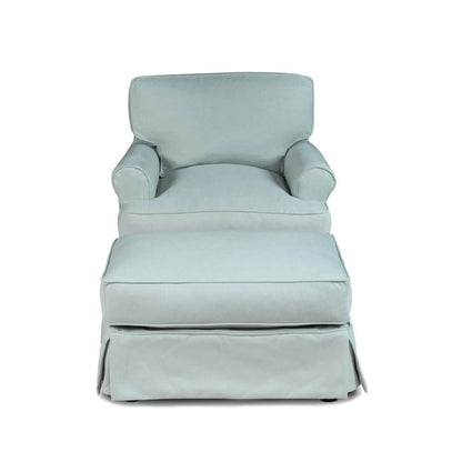 Sunset Trading Horizon Slipcovered Chair & Ottoman | Light Blue