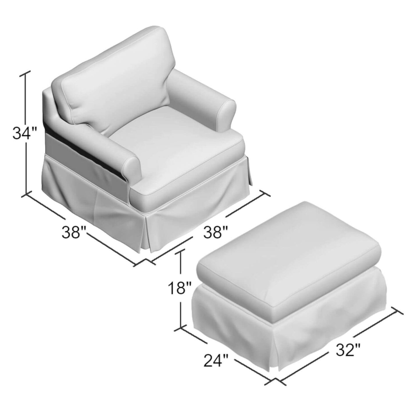 Sunset Trading Horizon Slipcovered Chair & Ottoman | Light Gray