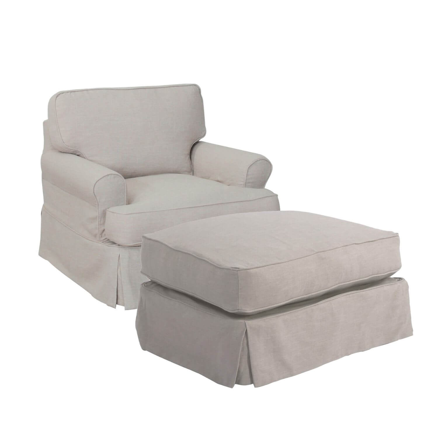 Sunset Trading Horizon Slipcovered Chair & Ottoman | Light Gray