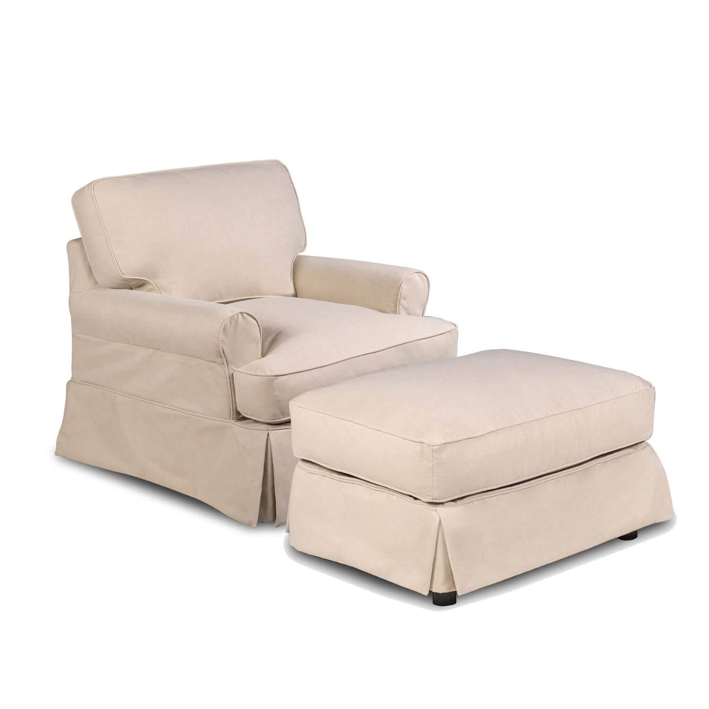 Sunset Trading Horizon Slipcovered Chair & Ottoman | Tan