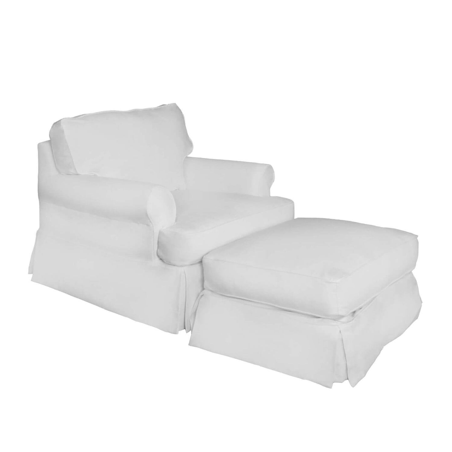 Sunset Trading Horizon Slipcovered Chair & Ottoman | White