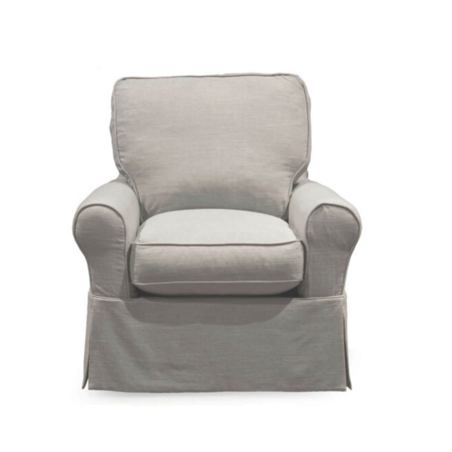 Sunset Trading Horizon Slipcovered Swivel Rocking Chair | Light Gray