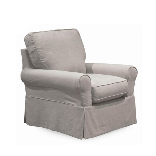 Sunset Trading Horizon Slipcovered Swivel Rocking Chair | Light Gray