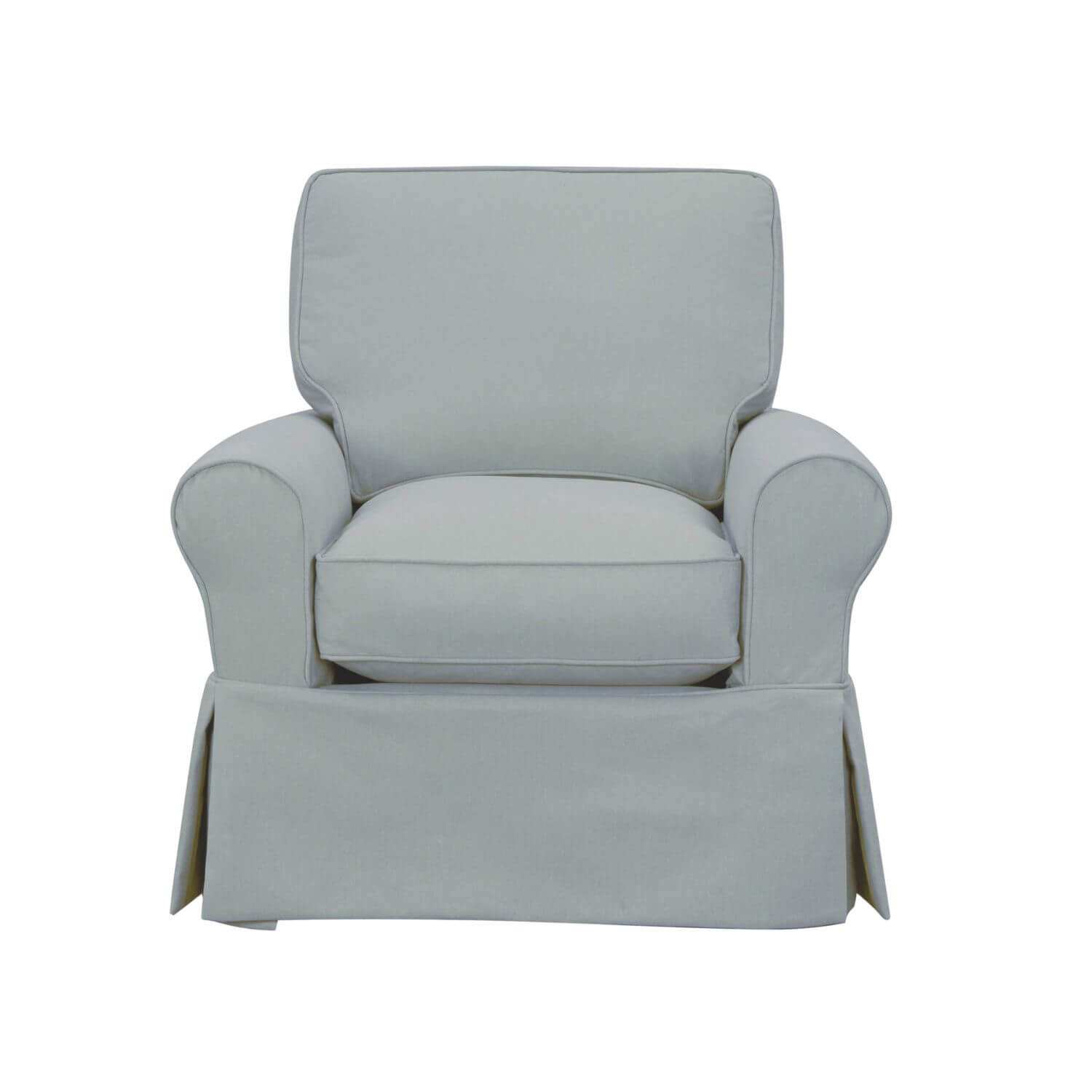 Sunset Trading Horizon Slipcovered Swivel Rocking Chair | Light Blue