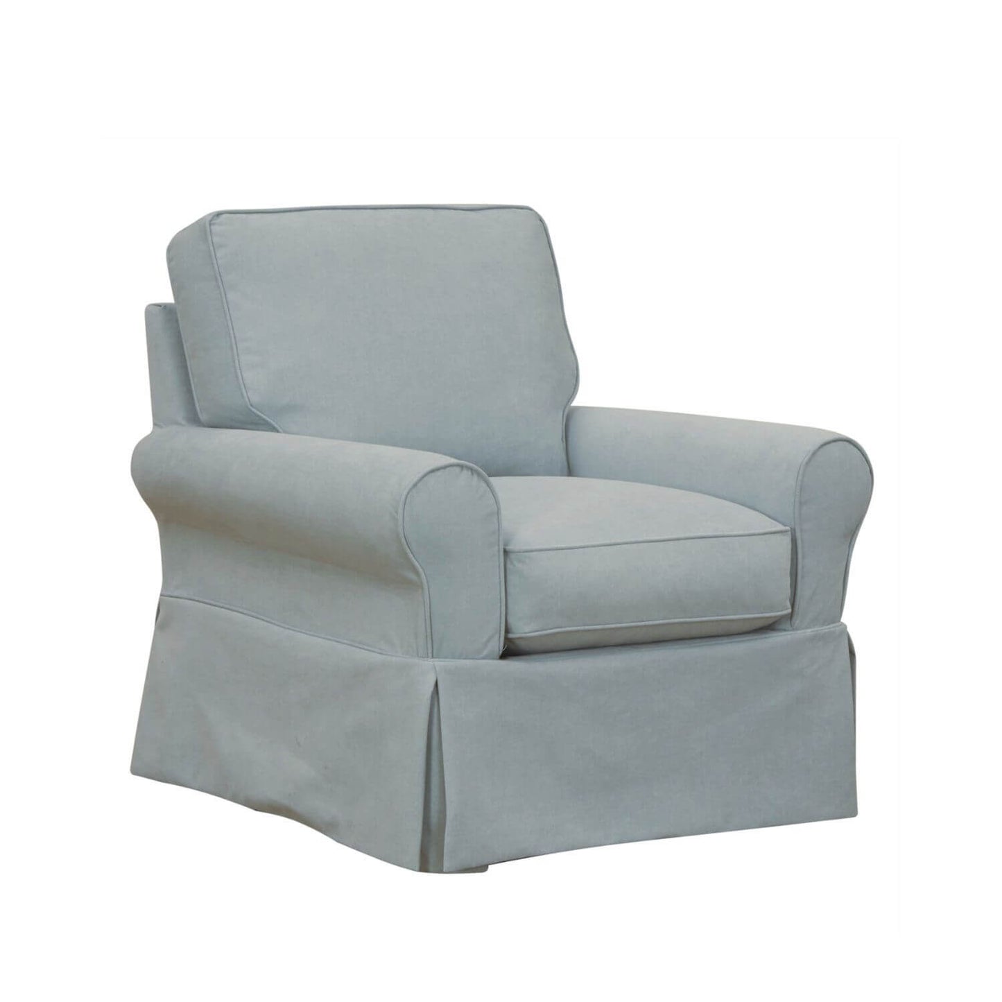 Sunset Trading Horizon Slipcovered Swivel Rocking Chair | Light Blue