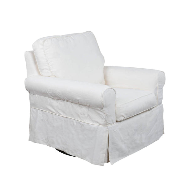 Sunset Trading Horizon Slipcovered Swivel Rocking Chair | Lily white