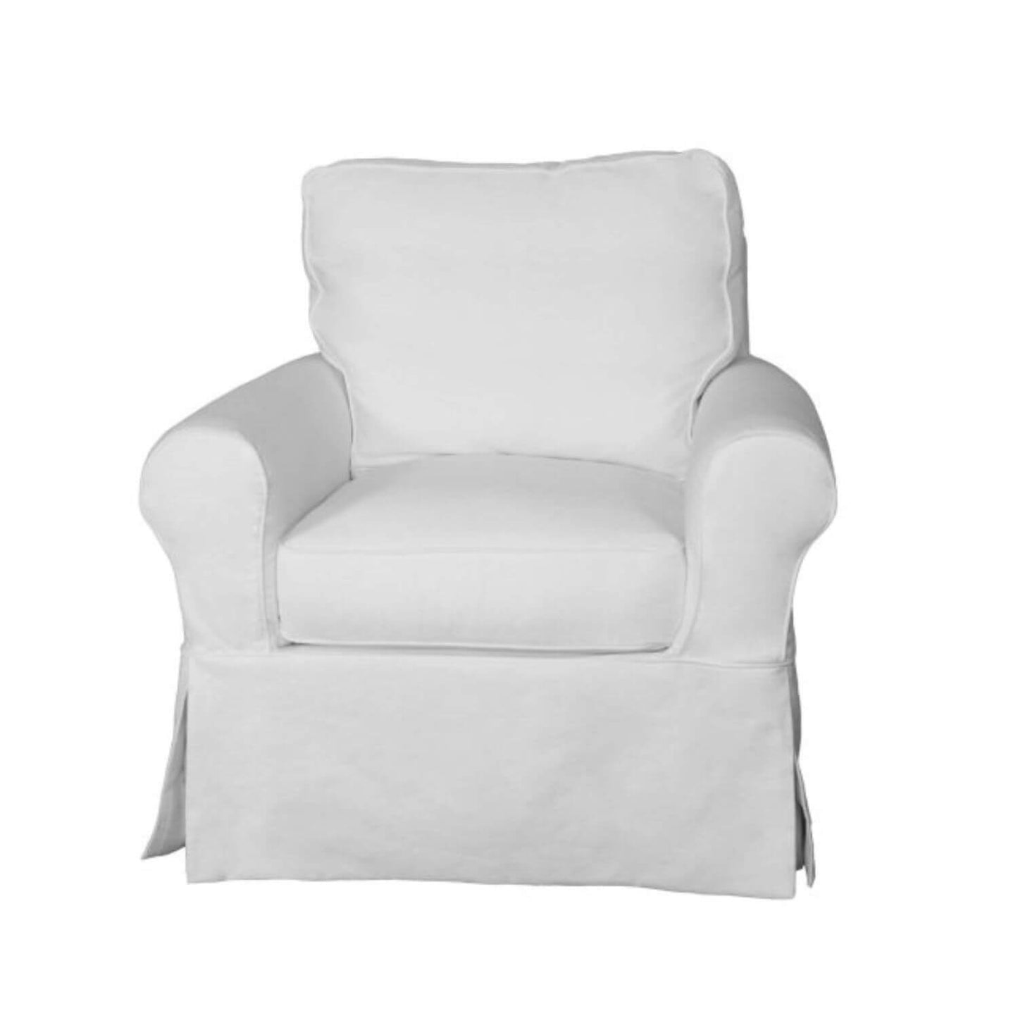 Sunset Trading Horizon Slipcovered Swivel Rocking Chair | White