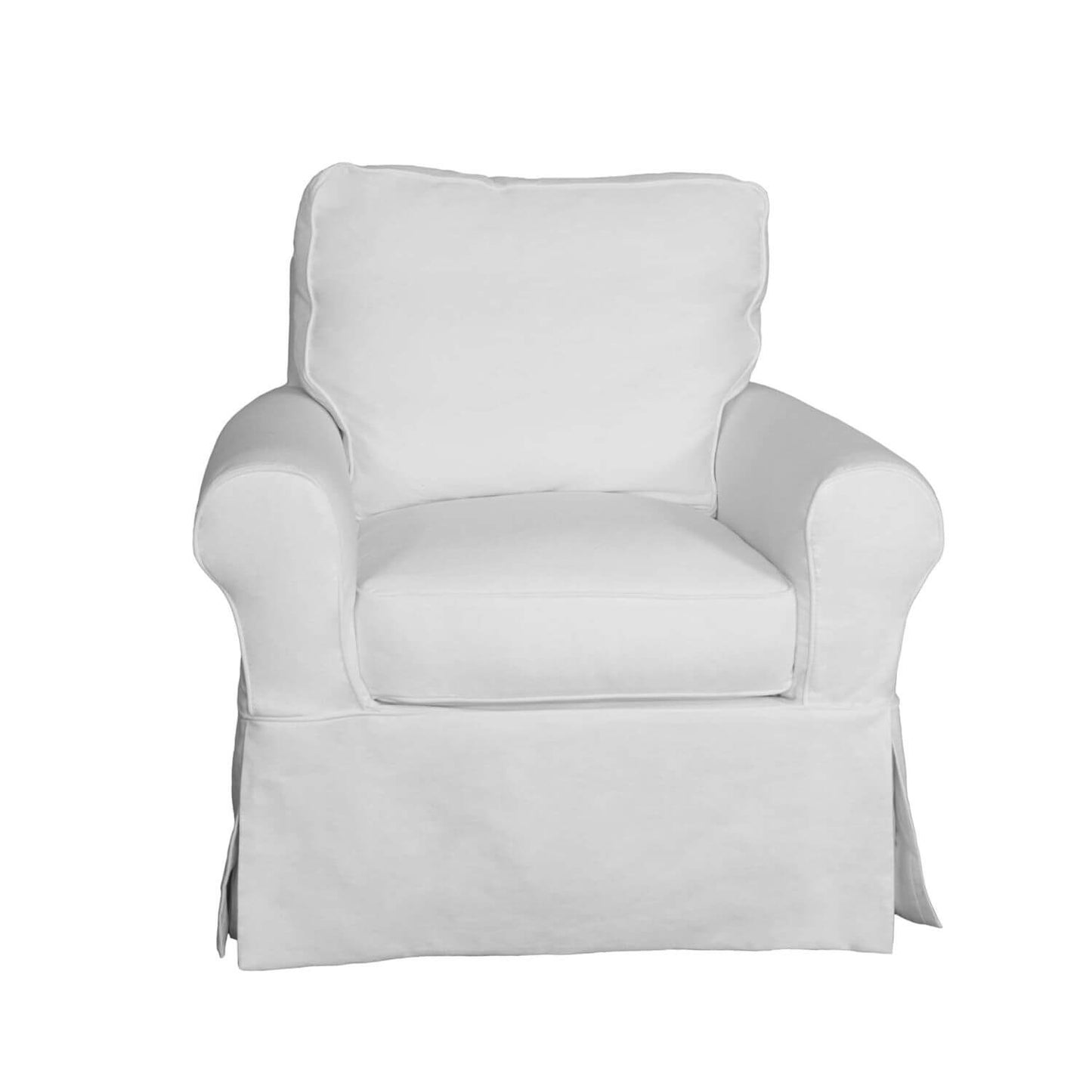 Sunset Trading Horizon Slipcovered Swivel Rocking Chair | White