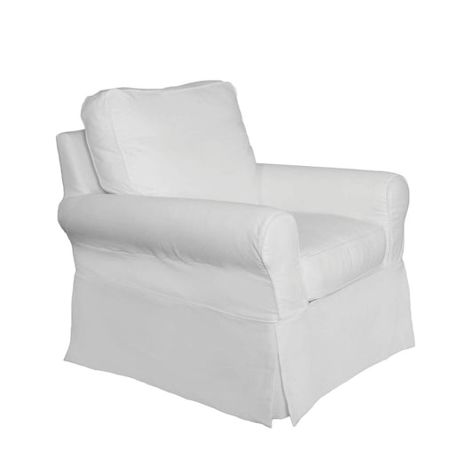 Sunset Trading Horizon Slipcovered Swivel Rocking Chair | White