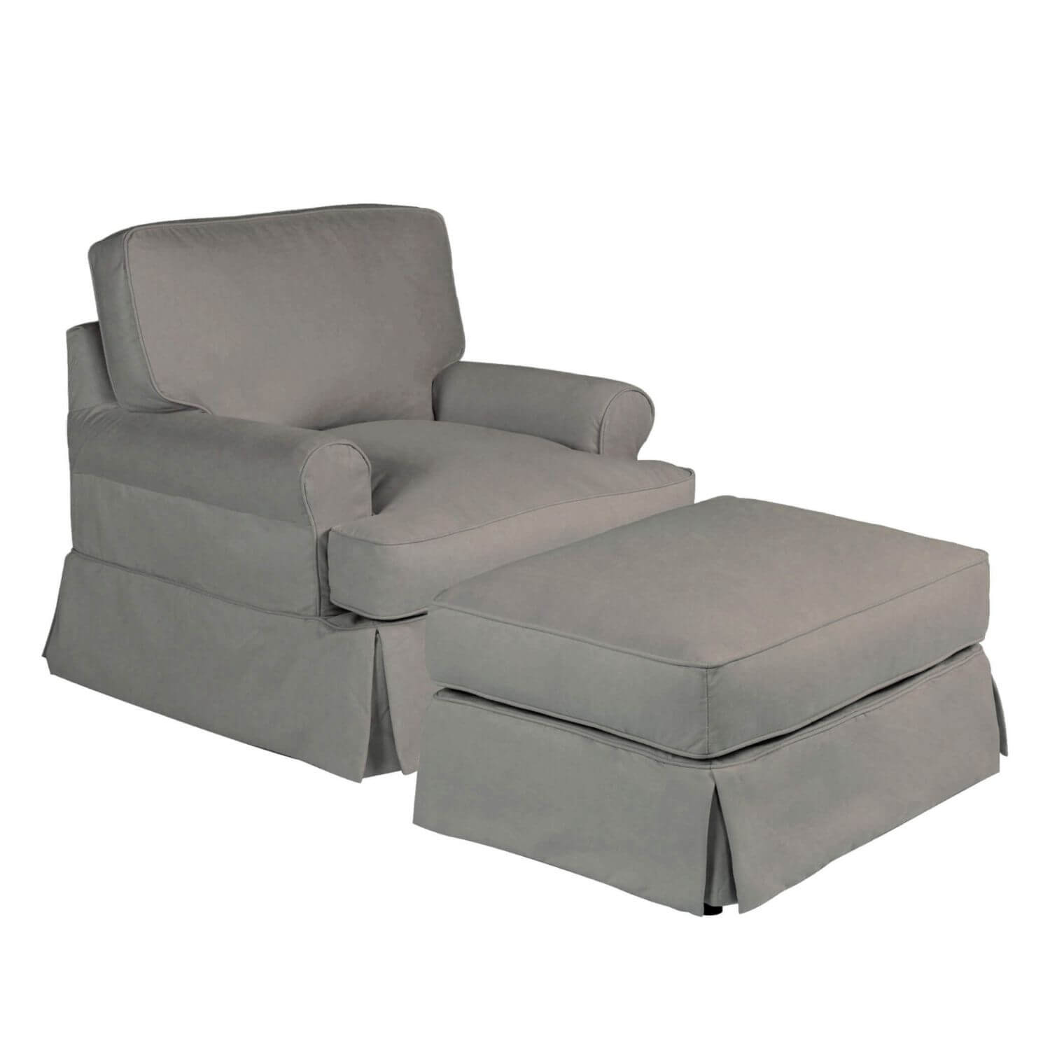 Sunset Trading Horizon Slipcovered Chair & Ottoman Set | Gray