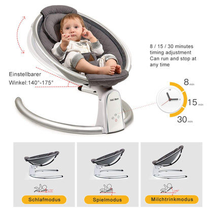 Hot Mom Electric Baby Bouncer for Infant - Carbon Gray with adjustable angles and timing features, with a baby inside.