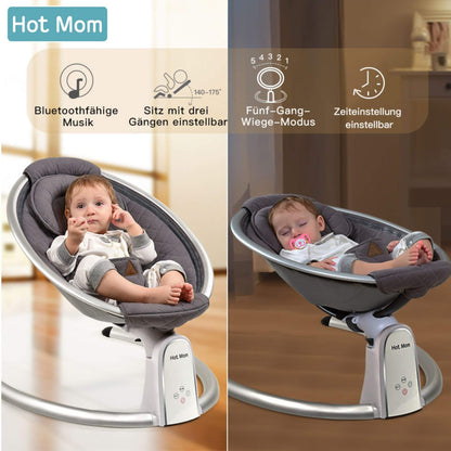 Hot Mom Electric Baby Bouncer for Infant - Carbon Gray and 'Hot Mom' branding