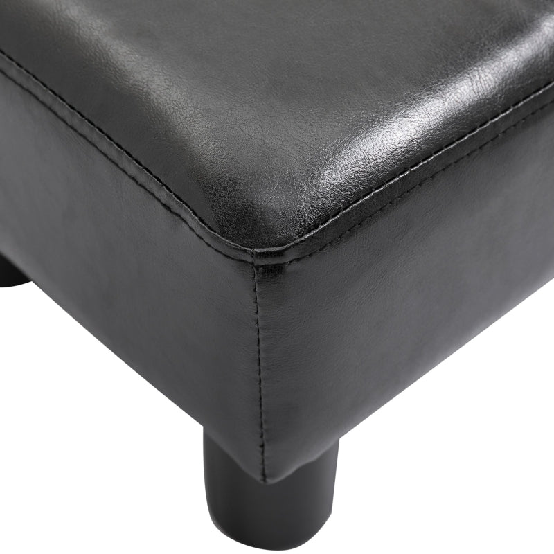 HOMCOM Black Faux Leather Ottoman - Modern Footrest with Black Legs